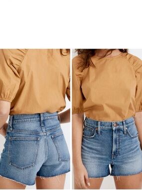 MADEWELL The Perfect Jean Shorts Blue Denim Jeans w Frayed Hem